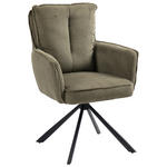 ARMLEHNSTUHL  Stoffauswahl, Sitzfläche 180° drehbar Cord  - Schwarz/Olivgrün, Design, Textil/Metall (62/95/67cm) - Novel