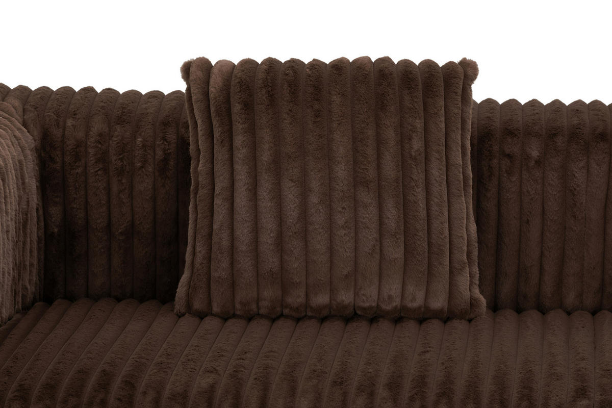 SOFA Cord Braun  - Schwarz/Braun, MODERN, Kunststoff/Textil (224/68/99cm) - MID.YOU