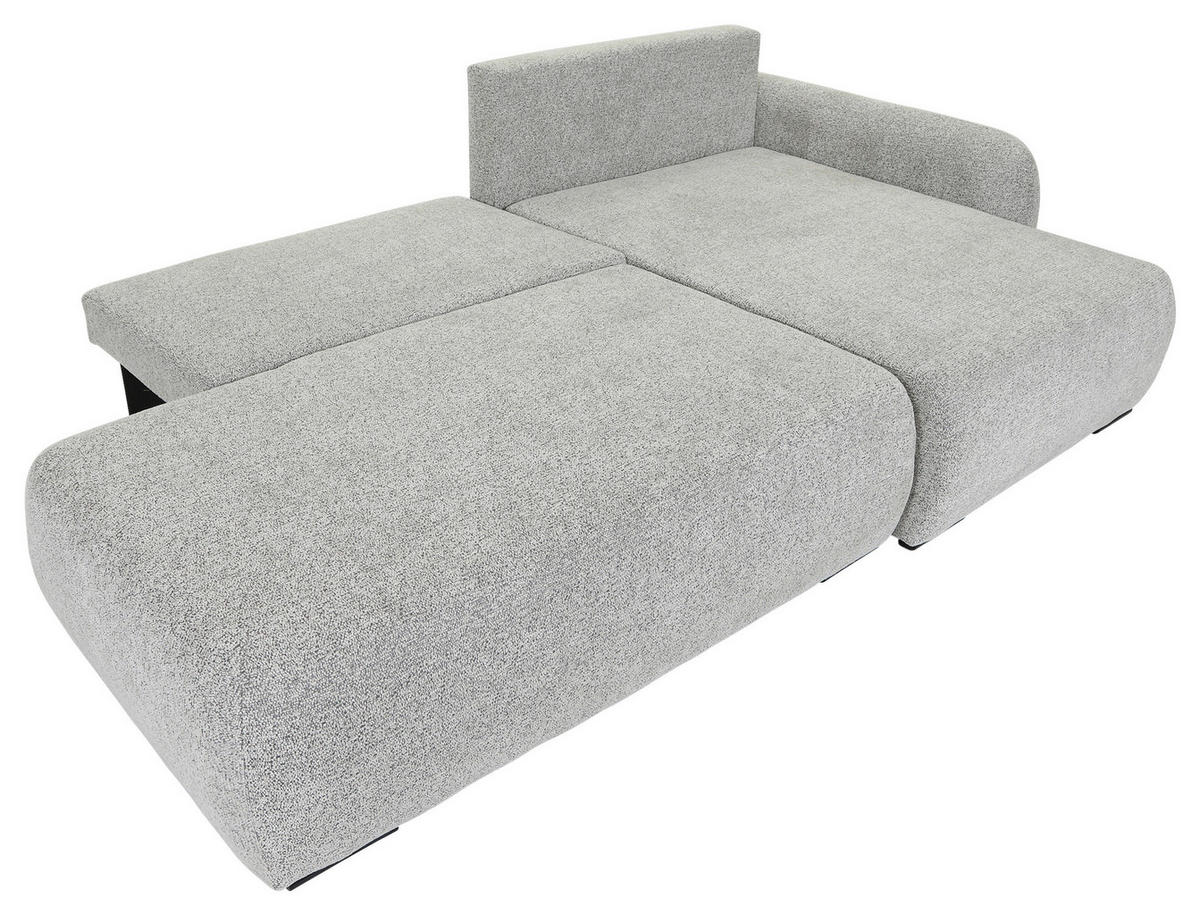 ECKSOFA Grau Flachgewebe Zierkissen, Rückenkissen, Bettkasten, Schlaffunktion, Rücken echt, Liegefläche im Originalstoff  - Schwarz/Grau, KONVENTIONELL, Kunststoff/Textil (260/145cm) - Carryhome