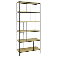 REGAL Eiche massiv Schwarz, Eichefarben  - Eichefarben/Schwarz, KONVENTIONELL, Holz/Metall (90/200/35cm) - Novel