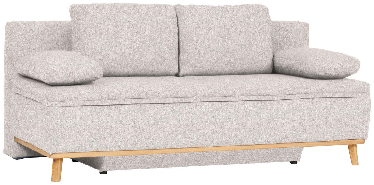 SCHLAFSOFA in Webstoff Hellgrau  - Hellgrau/Naturfarben, Konventionell, Holz/Textil (203/95/96cm) - Venda