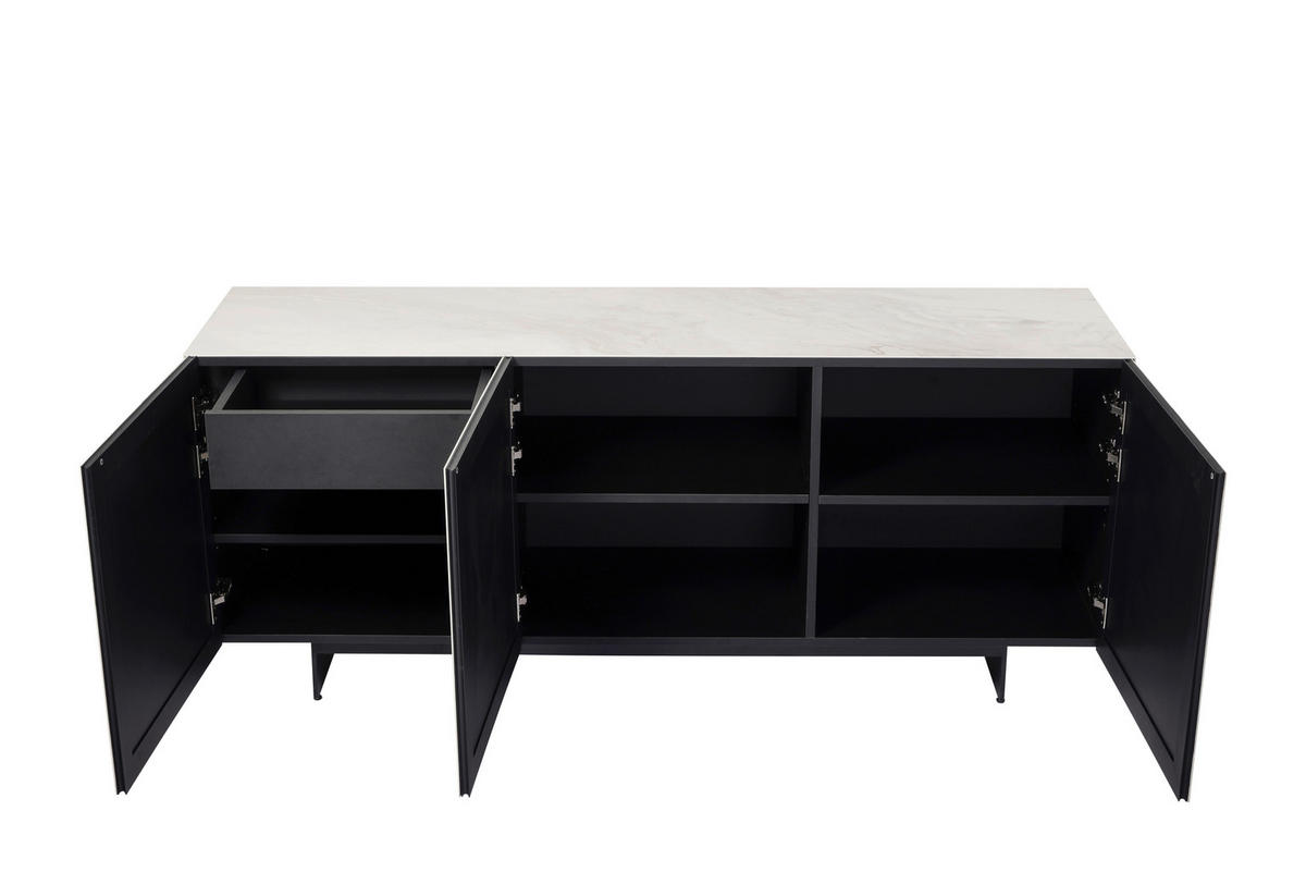SIDEBOARD  180/75/50 cm 1 Schublade(n)  - Schwarz/Weiß, Design, Keramik/Holzwerkstoff (180/75/50cm) - Belluti