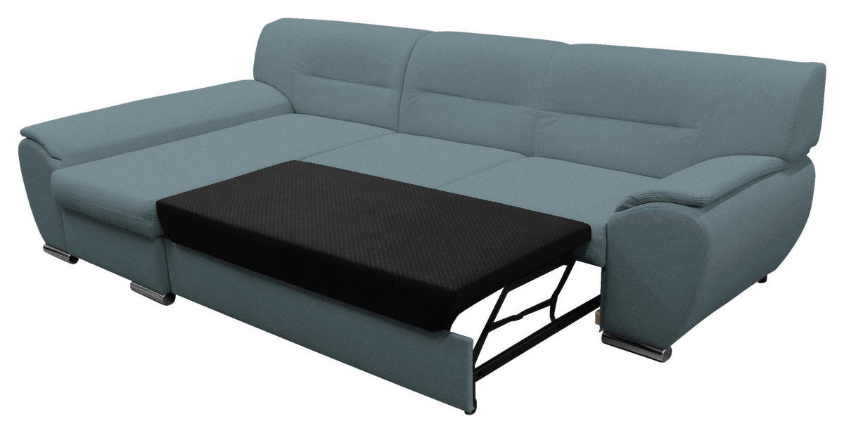ECKSOFA Blau Flachgewebe  - Blau/Silberfarben, Design, Kunststoff/Textil (167/281cm) - MID.YOU