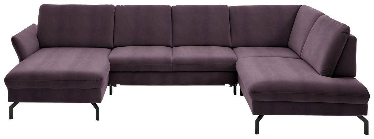 WOHNLANDSCHAFT in Velours Lila, Flieder  - Lila/Flieder, Design, Textil/Metall (179/335/220cm) - Beldomo System