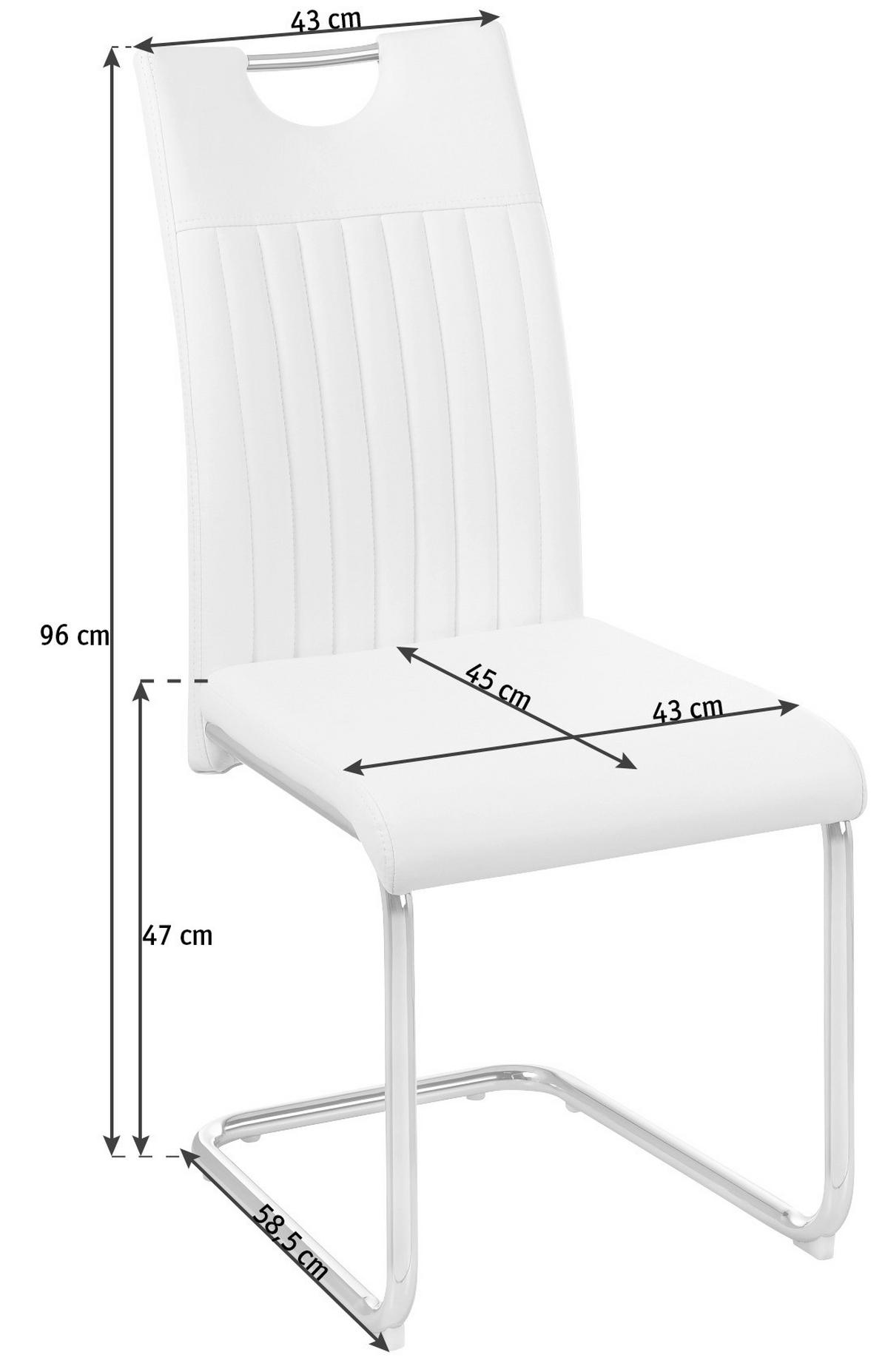 SZÁNKÓTALPAS SZÉK fém, textil fehér, krómszínű  - krómszínű/fehér, Design, textil/fém (43/96/58,5cm) - Carryhome
