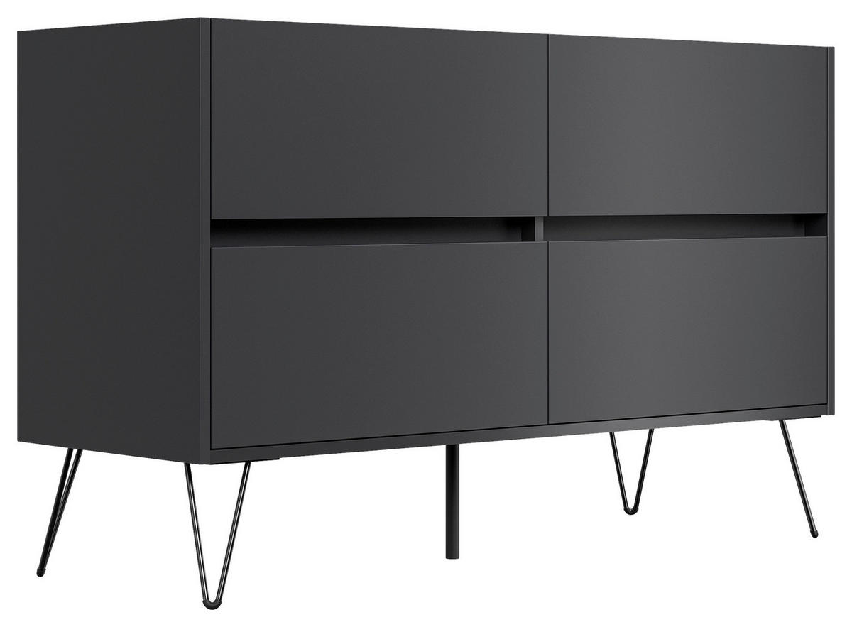 SIDEBOARD Posseik Industrial 119/75/42 cm 4 Schublade(n)  - Eichefarben/Graphitfarben, Design, Holzwerkstoff/Metall (119/75/42cm) - MID.YOU