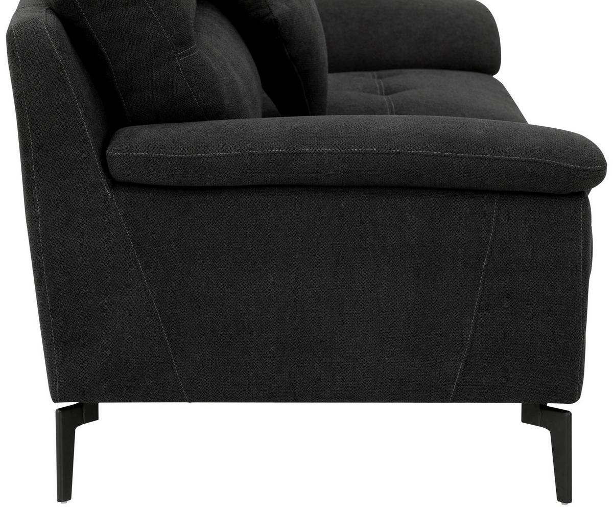BOXSPRINGSOFA in Textil Schwarz  - Schwarz, KONVENTIONELL, Textil/Metall (175/92/94cm) - Livetastic