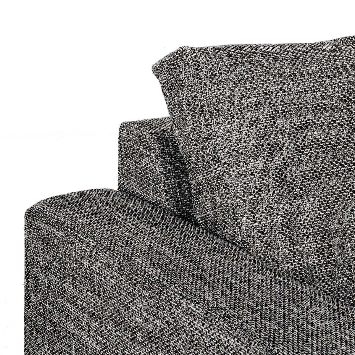 ECKSOFA in Struktur Schwarz  - Chromfarben/Schwarz, Design, Textil/Metall (144/200cm) - MID.YOU