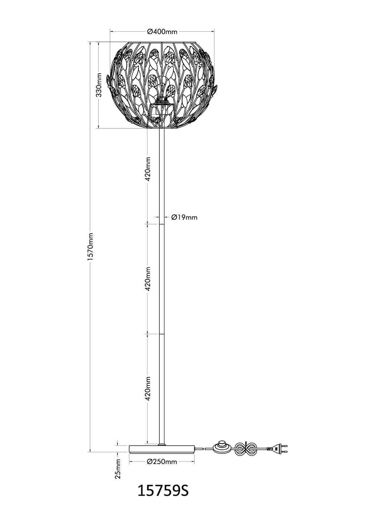 STEHLEUCHTE - Klar/Goldfarben, Basics, Kunststoff/Metall (40/157cm) - Globo
