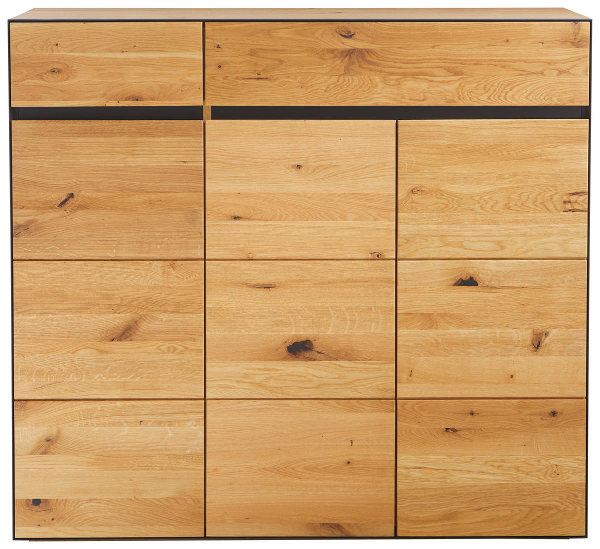 SCHUHSCHRANK  in 132,5/122,8/38 cm  - Eichefarben/Anthrazit, Natur, Holz/Metall (132,5/122,8/38cm) - Linea Natura