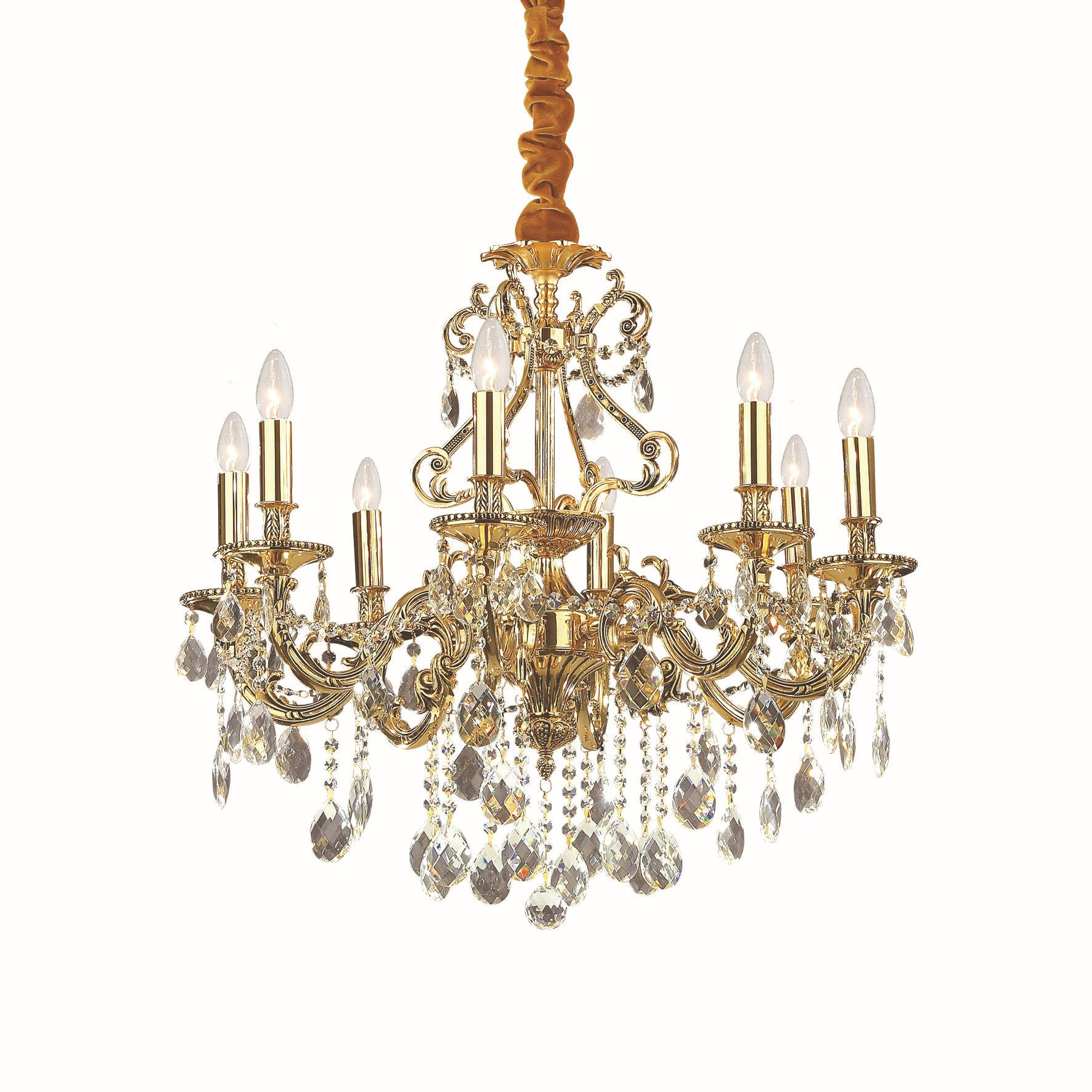 KRONLEUCHTER 73/95-120 cm   - Goldfarben, KONVENTIONELL, Glas/Metall (73/95-120cm) - Ideal Lux