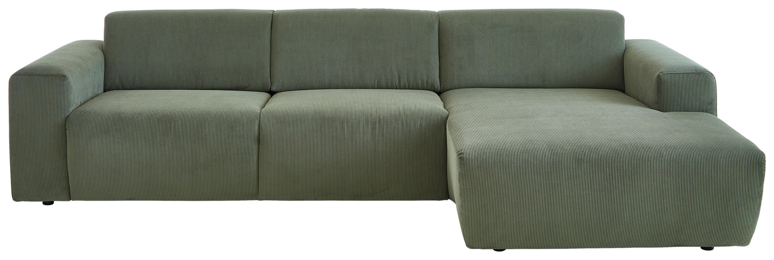 ECKSOFA Waldgrün Feincord  - Waldgrün/Schwarz, Design, Kunststoff/Textil (301/177cm) - Beldomo Style