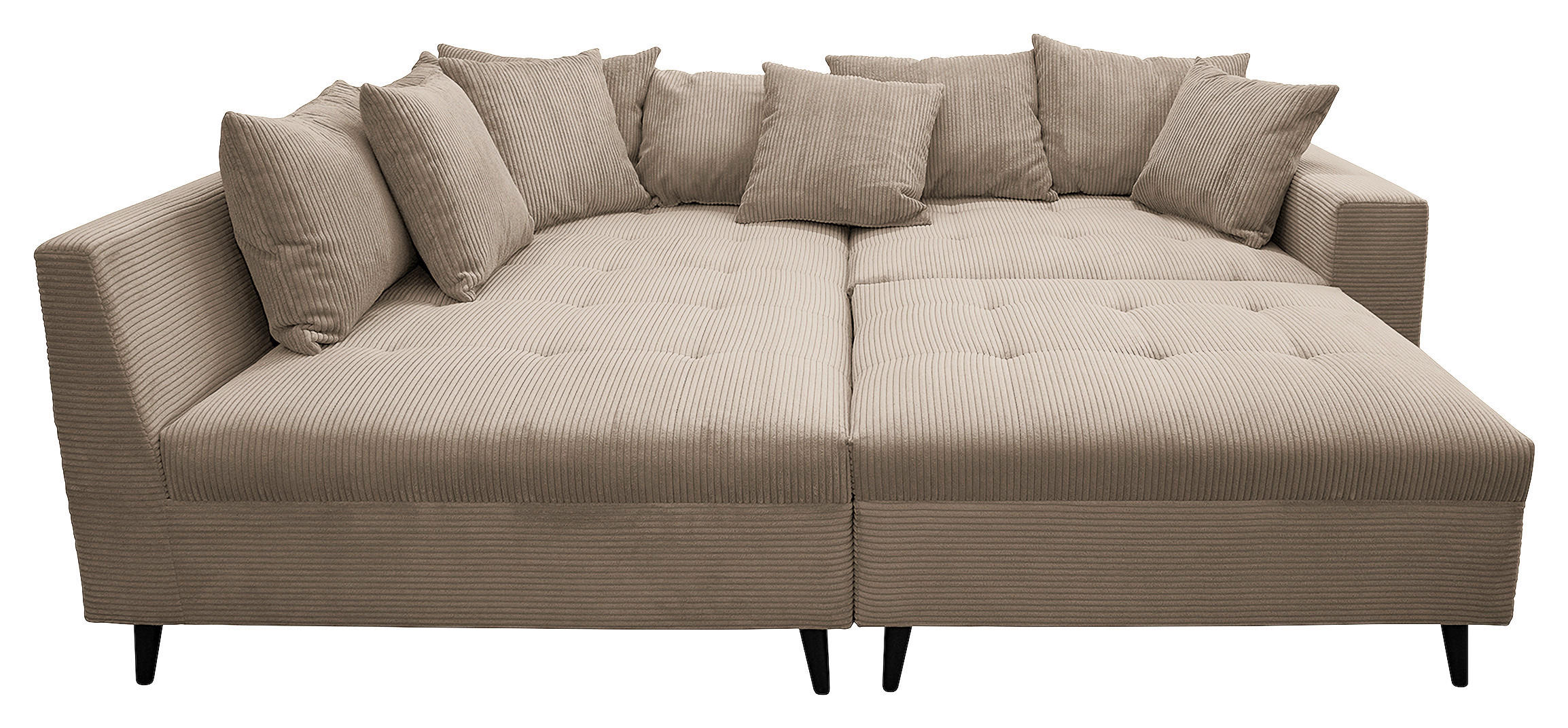 Ecksofa inkl. Hocker Hellbraun Cord  - Hellbraun/Schwarz, Design, Holz/Textil (174/247cm) - MID.YOU