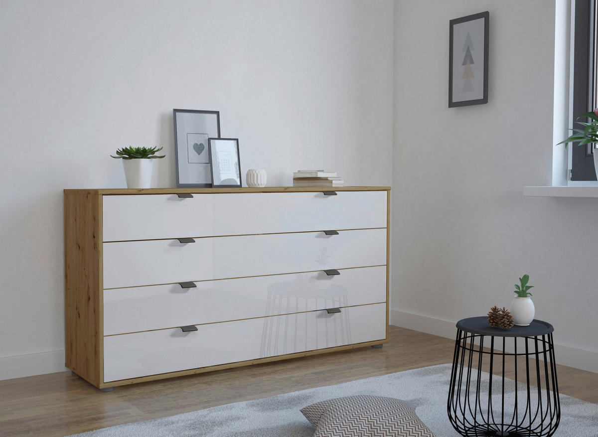 SIDEBOARD  in 141/70/43 cm  - Schieferfarben/Eiche Bianco, KONVENTIONELL, Glas/Holzwerkstoff (141/70/43cm) - Dieter Knoll