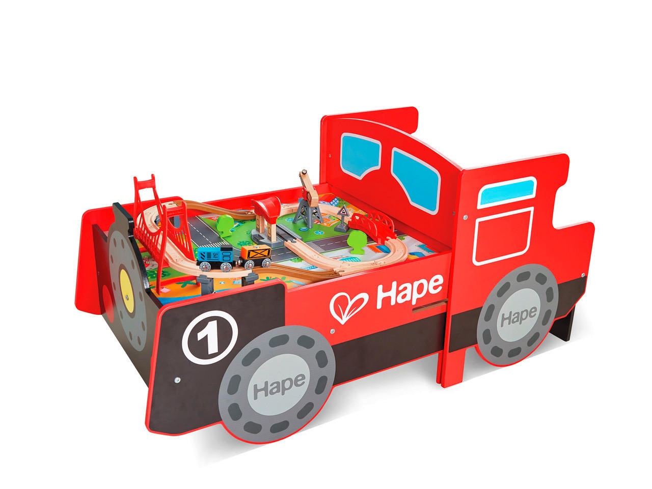 EISENBAHNSPIELTISCH - Multicolor, Basics, Holz/Holzwerkstoff (122,8/59,0/63,8cm) - Hape