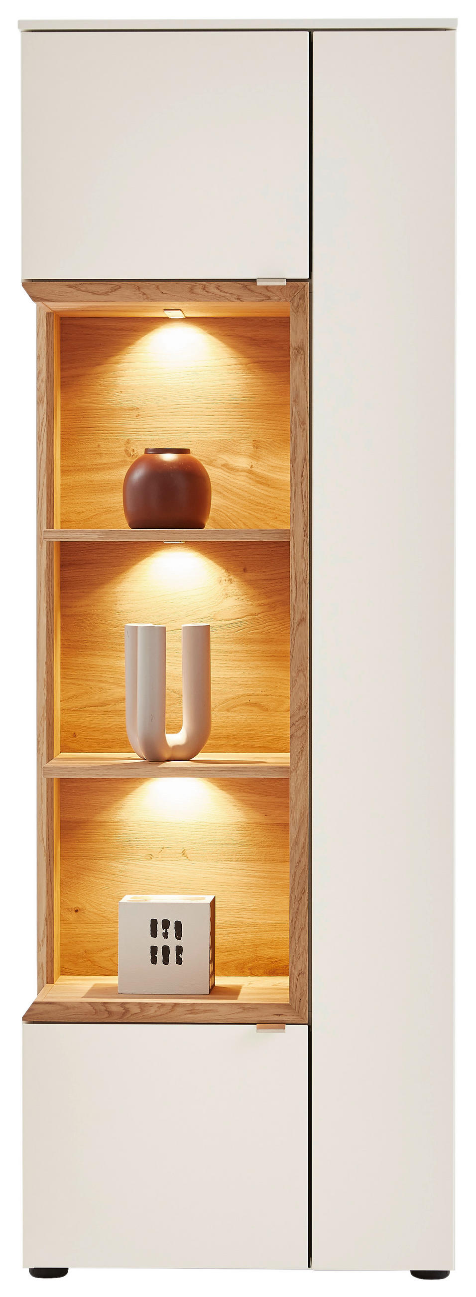 VITRINE in furniert Eiche Weiß, Eichefarben  - Edelstahlfarben/Eichefarben, Design, Holz/Holzwerkstoff (60/173/43cm) - Venjakob