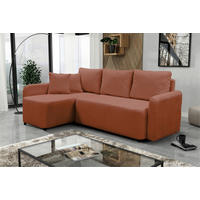 ECKSOFA STERN Hellrot Bouclé Zierkissen, Rückenkissen, Bettkasten  - Hellrot/Schwarz, Design, Kunststoff/Textil (152/207cm) - MID.YOU