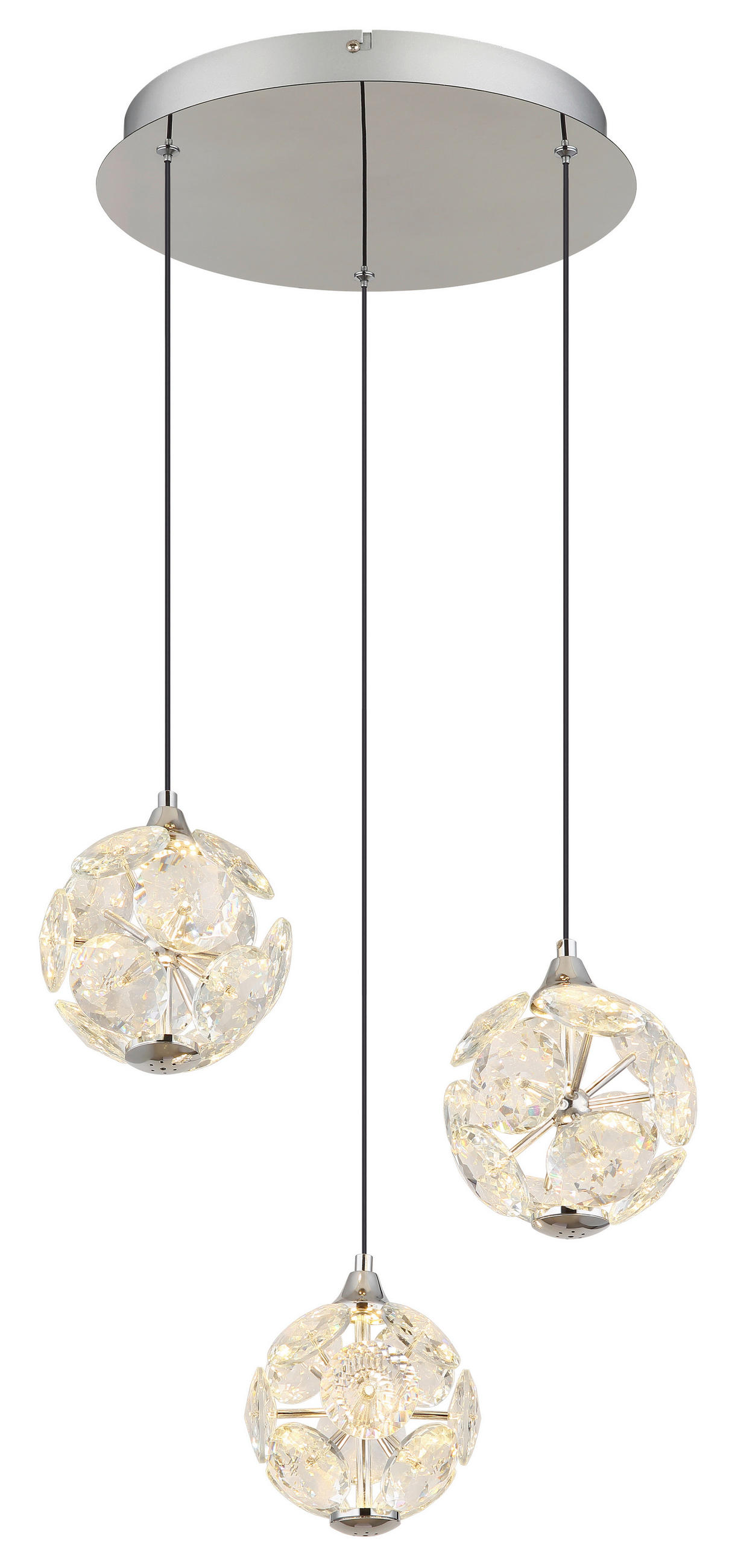 Thumbnail - Globo Led-Hängeleuchte Virina, Klar, Schwarz, Chrom, Metall, Kunststoff, Glas, 40 mm, 15 cm, CE, beliebig kürzbar, Lampe...