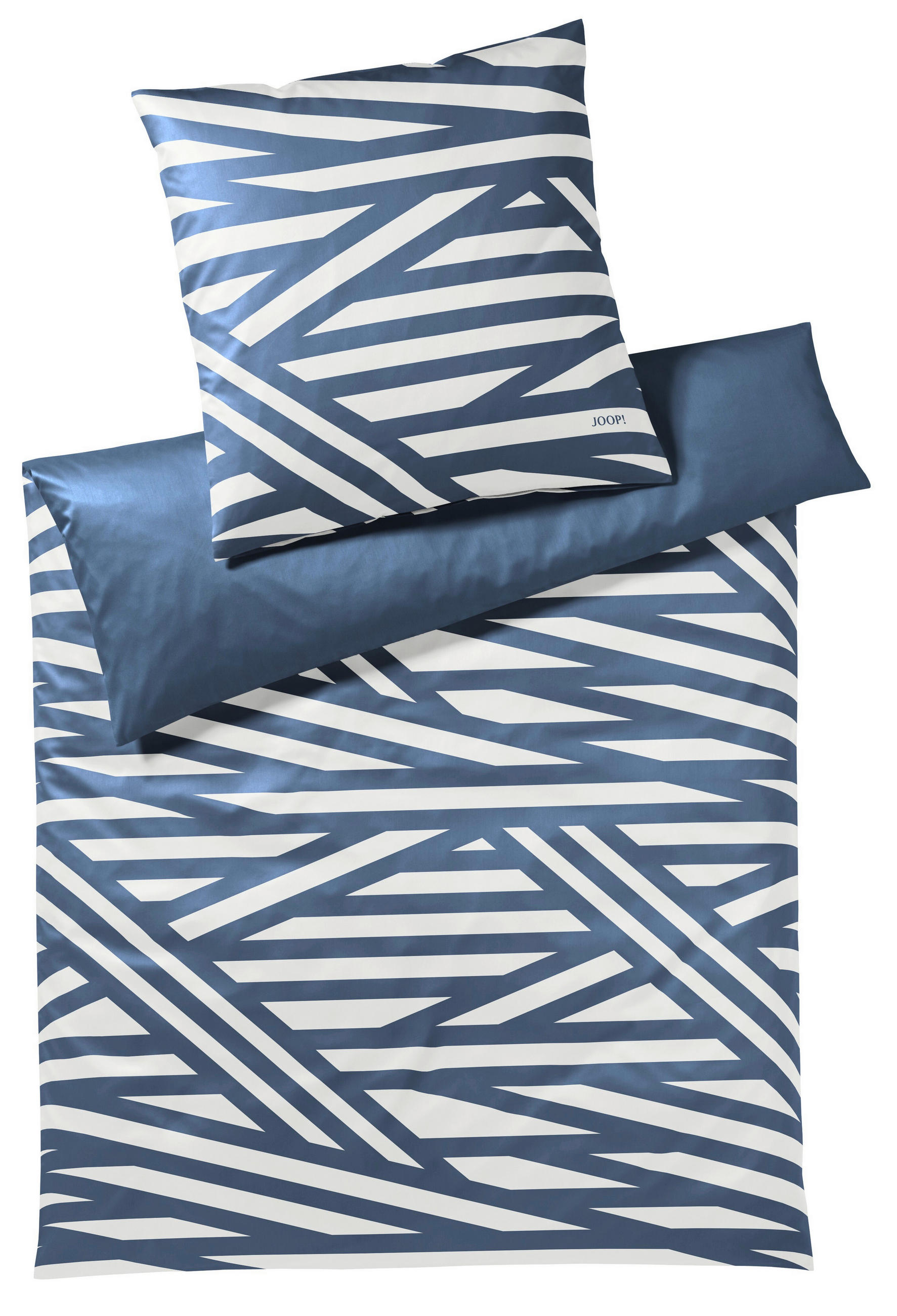 POSTELJINA SA DVA LICA Cross 140/200 cm makosaten plava, siva  - siva/plava, Dizajnerski, tekstil/prirodni materijali (140/200cm) - Joop!