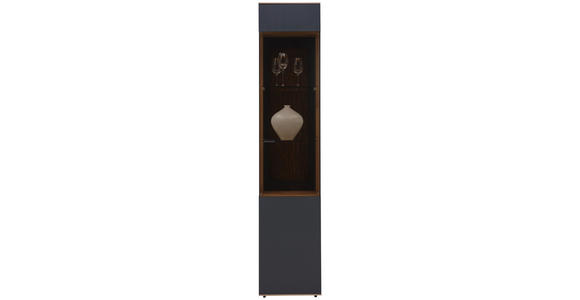 VITRINE in vollmassiv Kerneiche Anthrazit, Eichefarben - Eichefarben/Anthrazit, Design, Glas/Holz (43/205/44cm) - Valnatura