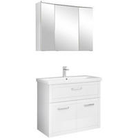 BADEZIMMER 3-teilig  in 90 cm  - Chromfarben/Weiß Hochglanz, MODERN, Glas/Keramik (90cm) - Sadena