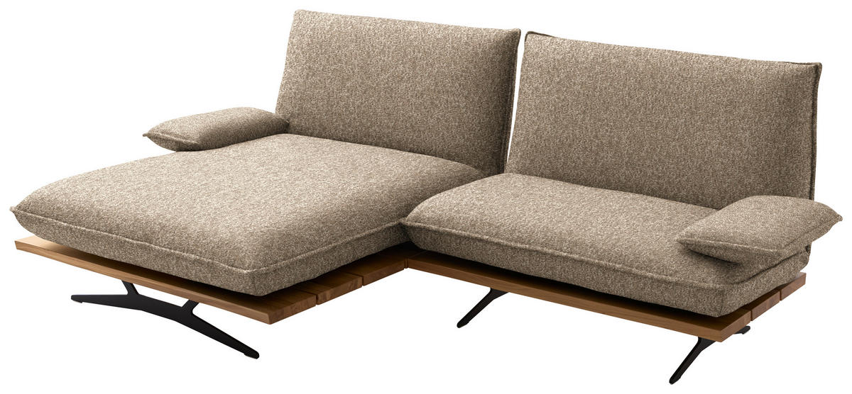 ECKSOFA Flachgewebe, Chenille Wildeiche, Beigebraun  - Wildeiche/Beigebraun, Design, Holz/Textil (161/284cm) - Koinor