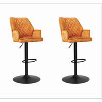 SET BARSKIH STOLOV, oranžna, zlate barve, barve konjaka  - zlate barve/črna, Moderno, kovina/tekstil (54/100/58cm) - MID.YOU