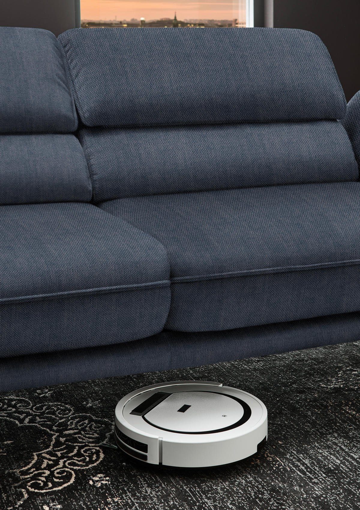 ECKSOFA in Velours Blau  - Blau/Schwarz, Design, Textil/Metall (153/283cm) - Valdera