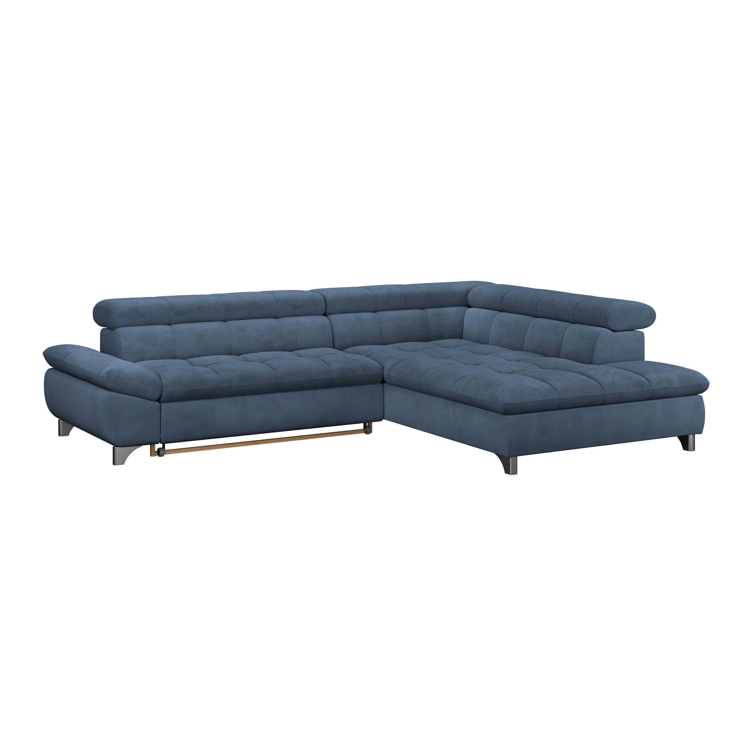 ECKSOFA Dunkelblau Chenille  - Chromfarben/Dunkelblau, KONVENTIONELL, Textil/Metall (312/234cm) - Livetastic