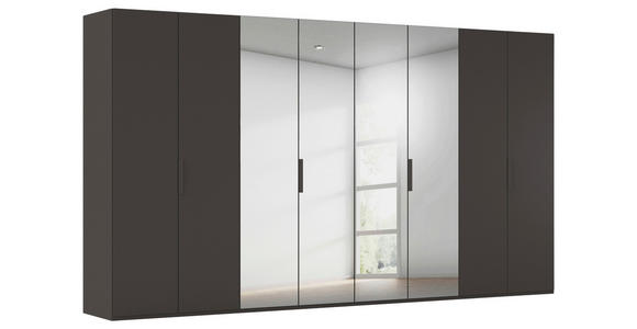 DREHTÜRENSCHRANK 400/223/61 cm,  in Graphitfarben, 8-türig  - Graphitfarben, Basics, Glas/Holzwerkstoff (400/223/61cm) - Novel