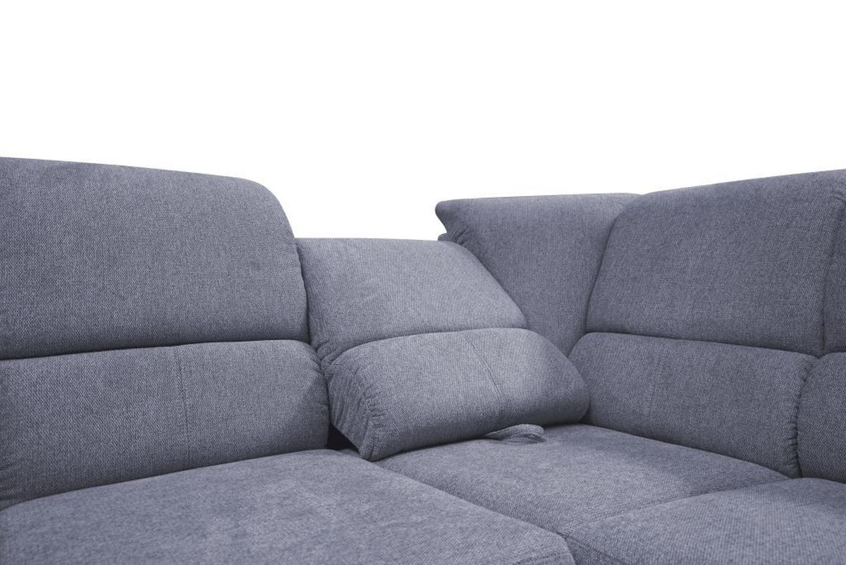 ECKSOFA Blaugrau Webstoff  - Silberfarben/Blaugrau, Design, Holz/Kunststoff (216/270cm) - Livetastic