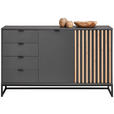 SIDEBOARD in 141,4/85,4/40 cm - Schwarz/Graphitfarben, MODERN, Holzwerkstoff/Metall (141,4/85,4/40cm) - Voleo