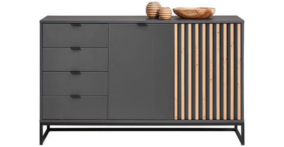 SIDEBOARD in 141,4/85,4/40 cm - Schwarz/Graphitfarben, MODERN, Holzwerkstoff/Metall (141,4/85,4/40cm) - Voleo