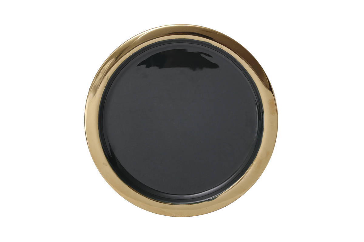 TORTENPLATTE - Dunkelgrün/Goldfarben, Trend, Metall (24,5/14cm) - Kayoom