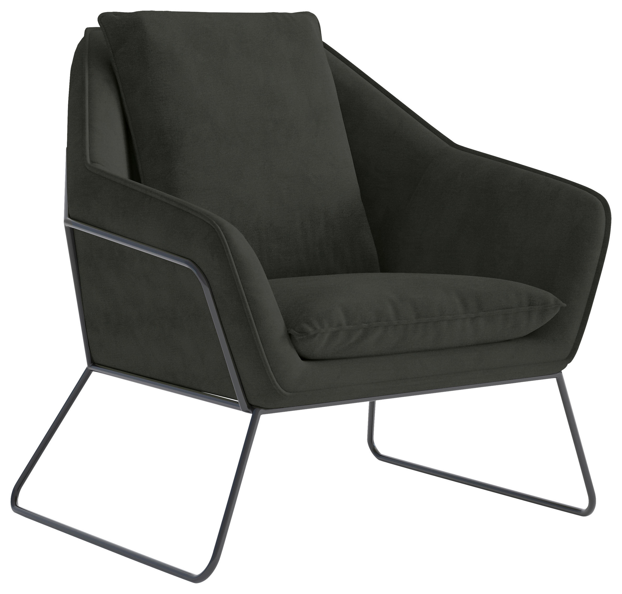 SESSEL Flachgewebe Dunkelbraun  - Dunkelbraun/Schwarz, Design, Textil/Metall (78/85/85cm) - Livetastic