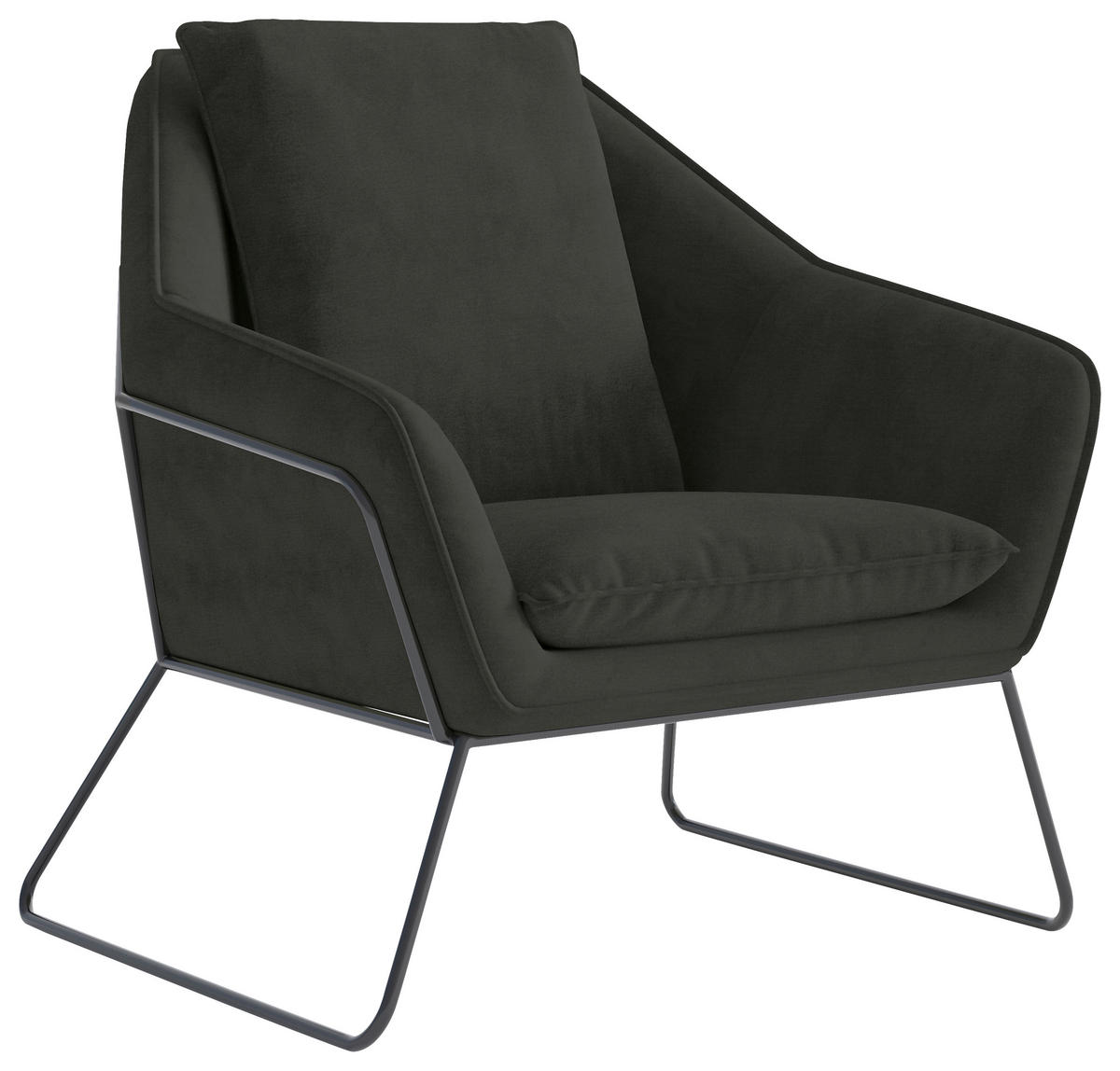 SESSEL Flachgewebe Dunkelbraun  - Dunkelbraun/Schwarz, Design, Textil/Metall (78/85/85cm) - Livetastic