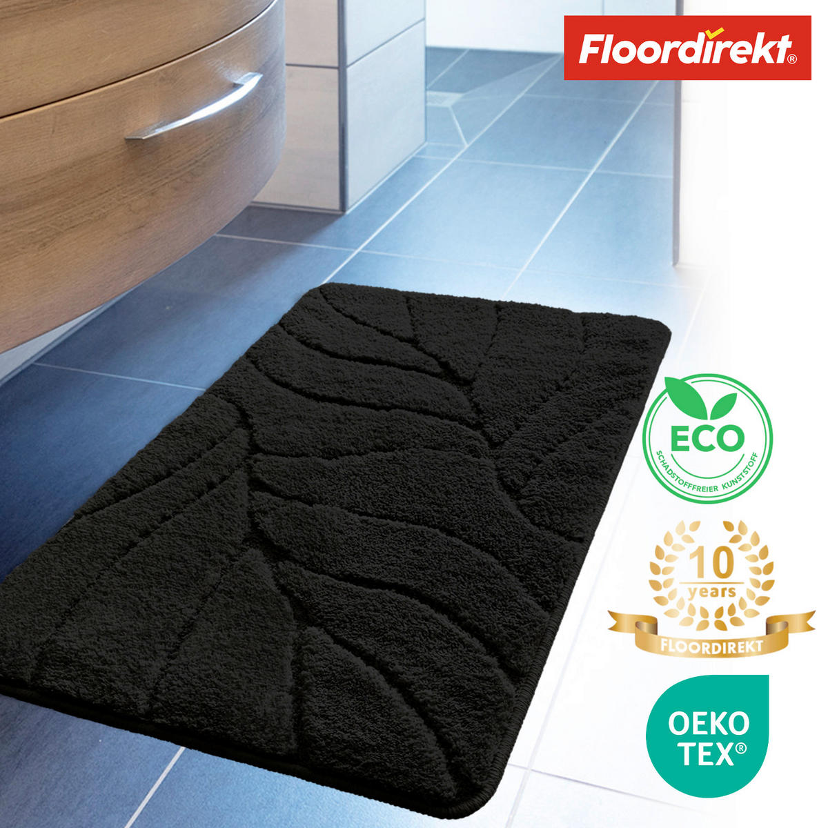 BADEMATTE Maris Schwarz 80/150 cm  - Schwarz, Basics, Kunststoff/Textil (80/150cm) - Floordirekt