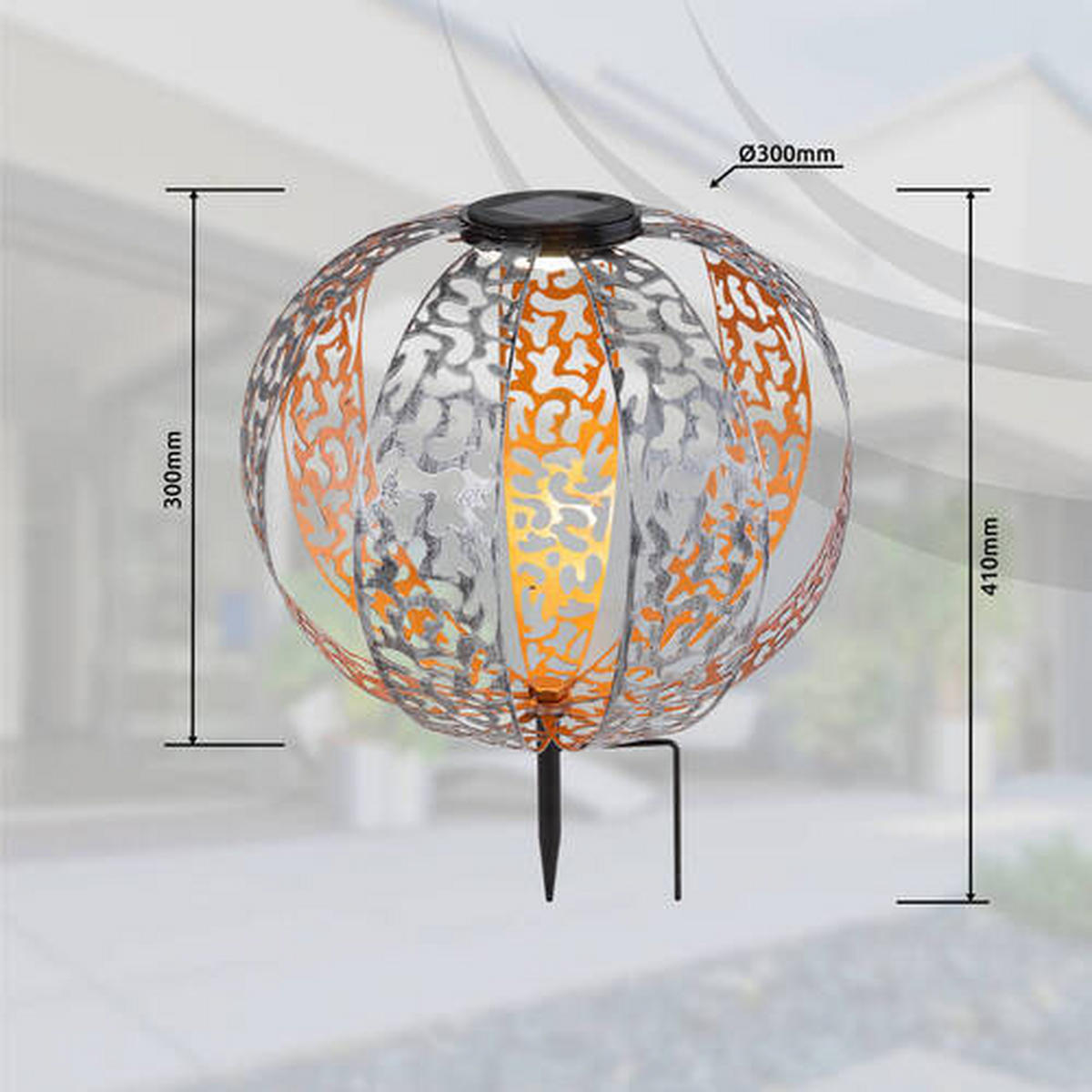 SOLCELLSLAMPA - silver/svart, Design, metall (30/41,0cm) - Globo