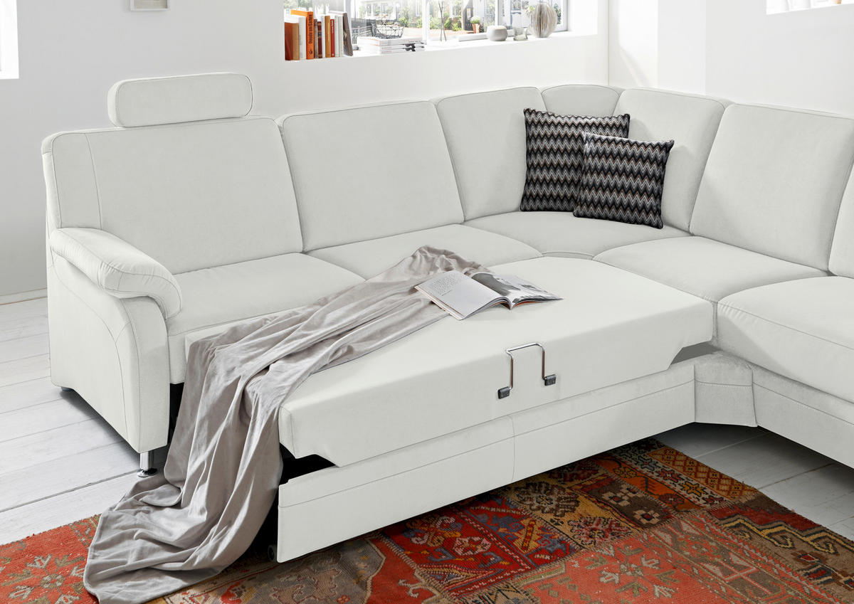 ECKSOFA in Flachgewebe Hellgrau  - Hellgrau/Alufarben, Konventionell, Textil/Metall (269/289cm) - Beldomo System