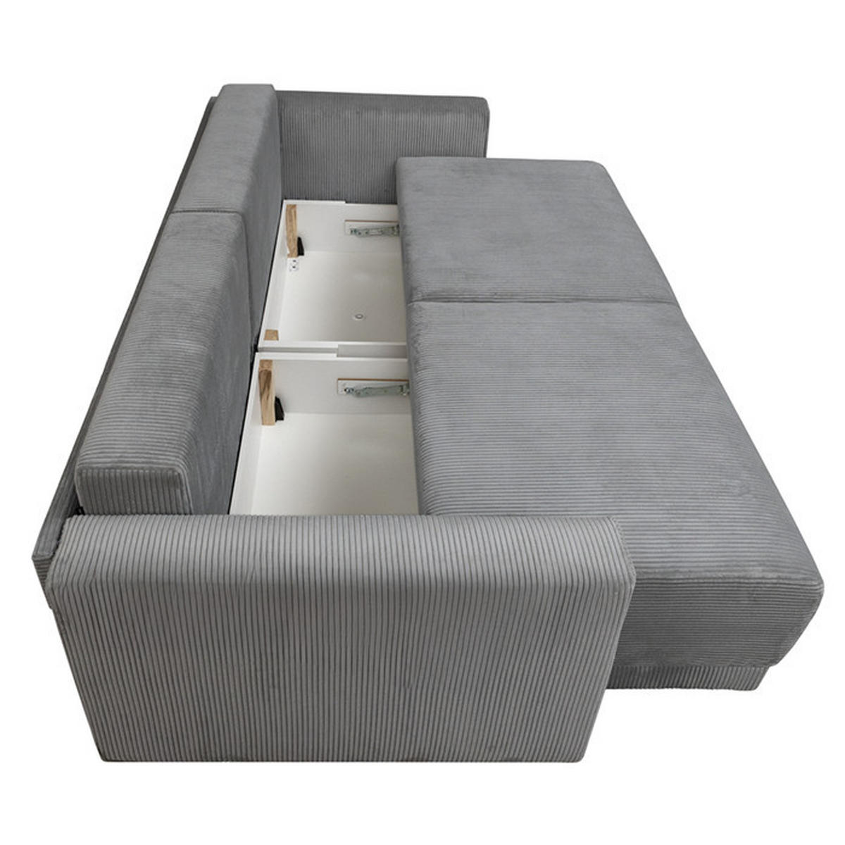 Colțar, lemn, plastic, textil, gri - negru/gri, Design, plastic/lemn (233/95/165cm) - Carryhome