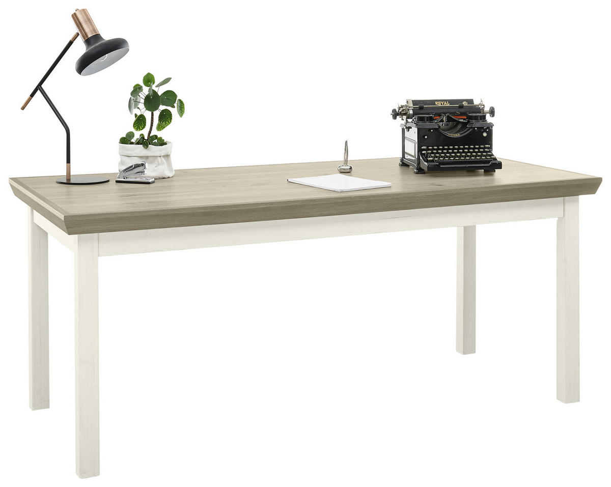 SCHREIBTISCH 180/80/74,6 cm  in Weiß, Eichefarben  - Eichefarben/Weiß, Design, Holzwerkstoff (180/80/74,6cm) - SetOne by Musterring