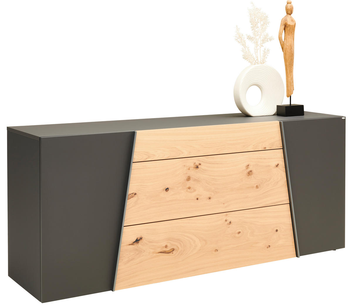 ŠIROKÁ KOMODA, divoký dub, barvy grafitu, divoký dub, 192/82/51,6 cm - divoký dub/barvy grafitu, Natur, dřevo/kompozitní dřevo (192/82/51,6cm) - Voglauer