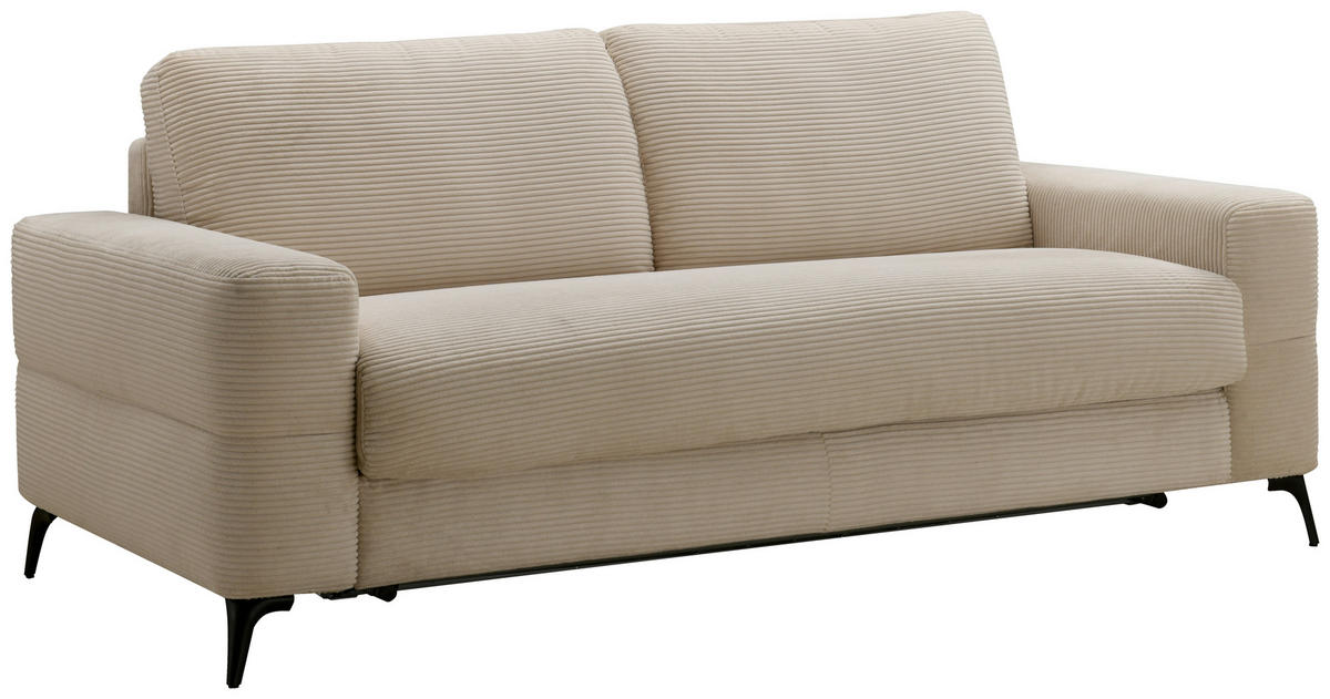 SCHLAFSOFA Cord Beige  - Beige/Schwarz, Design, Textil/Metall (198/89/98cm) - Carryhome