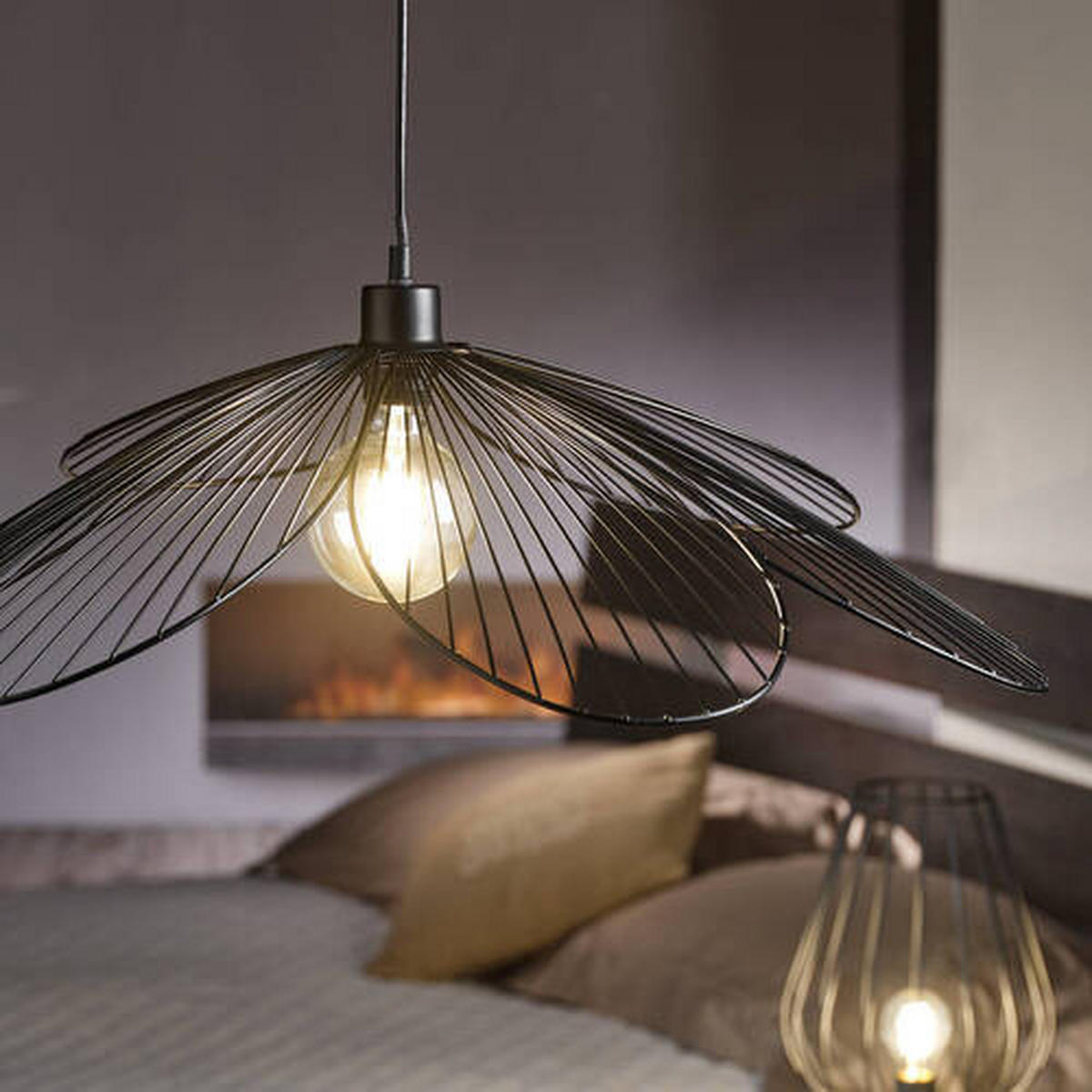 ZÁVĚSNÉ SVÍTIDLO, 83/107 cm  - černá, Design, kov (83/107cm)