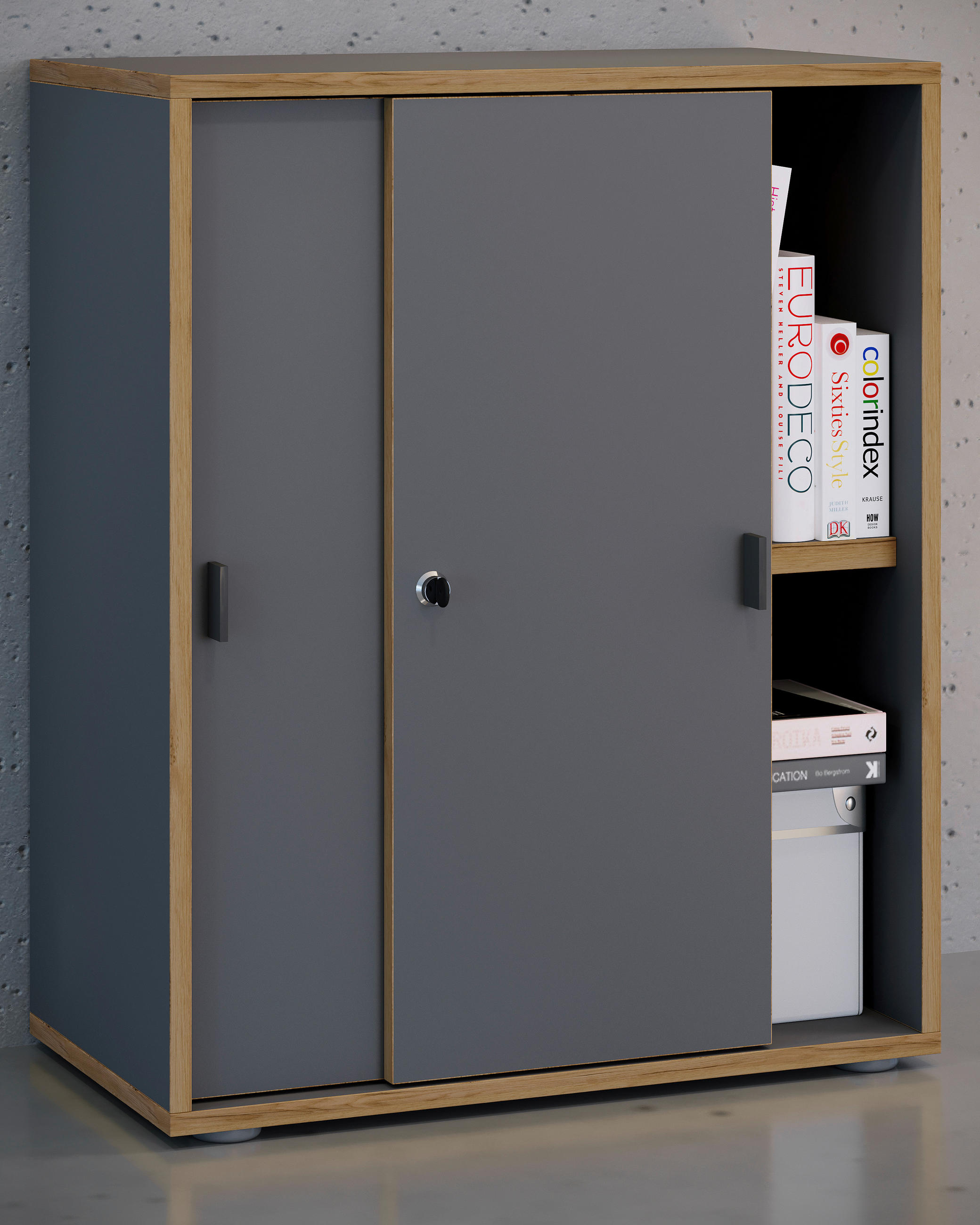 AKTENSCHRANK 60/74/37 cm - Honigeiche/Anthrazit, Design, Holzwerkstoff (60/74/37cm) - MID.YOU