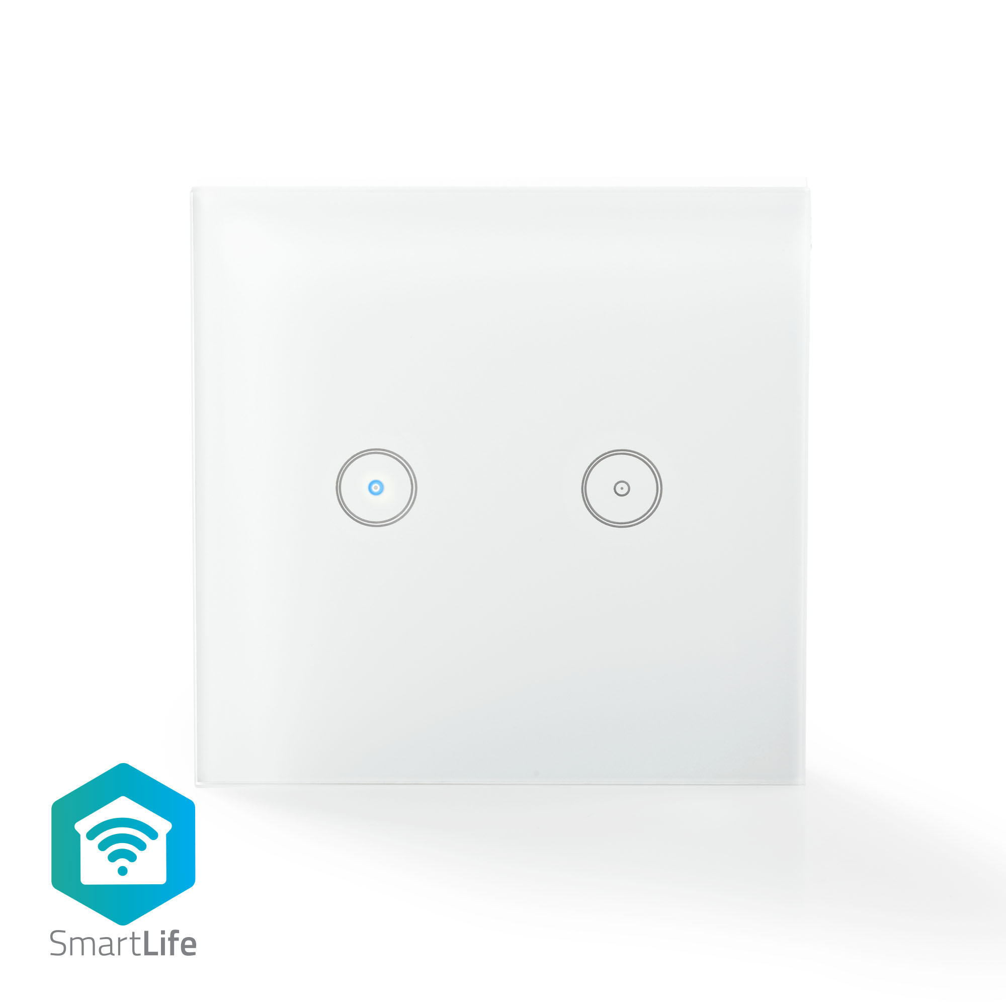 WLAN Doppelwandschalter - Weiß, Basics, Kunststoff (8,6/8,6/3,6cm) - Nedis SmartLife