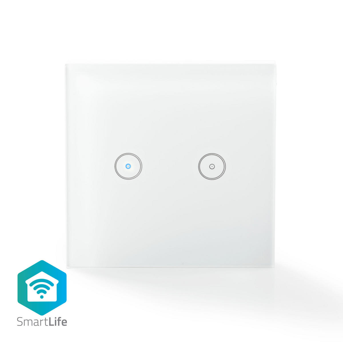 WLAN Doppelwandschalter - Weiß, Basics, Kunststoff (8,6/8,6/3,6cm) - Nedis SmartLife