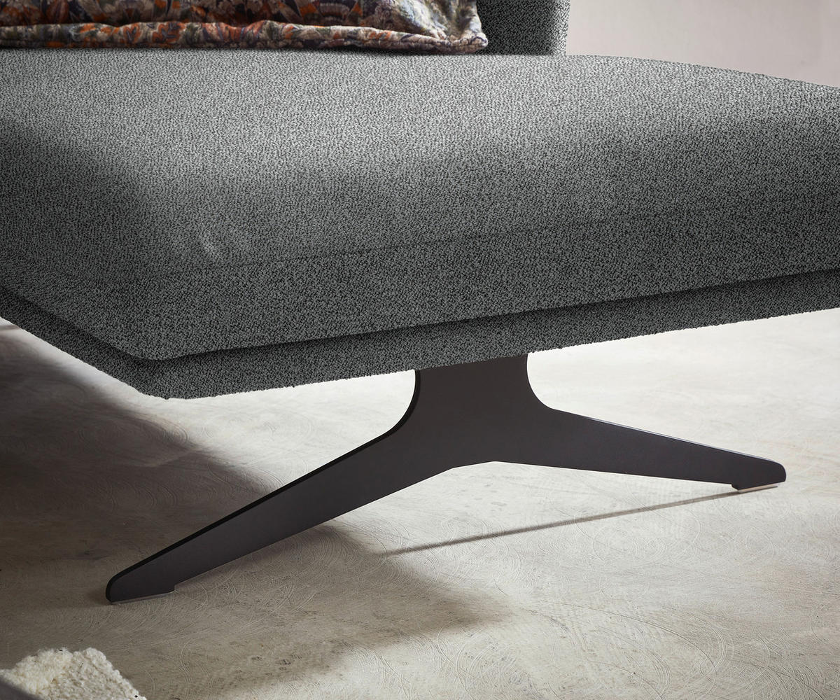 ECKSOFA in Flachgewebe Grau  - Schwarz/Grau, Design, Textil/Metall (259/152cm) - Dieter Knoll