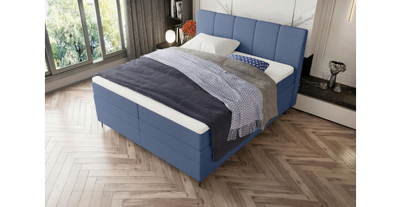 BOXSPRINGBETT 180/200 cm  in Blau  - Blau/Schwarz, KONVENTIONELL, Textil/Metall (180/200cm) - Carryhome