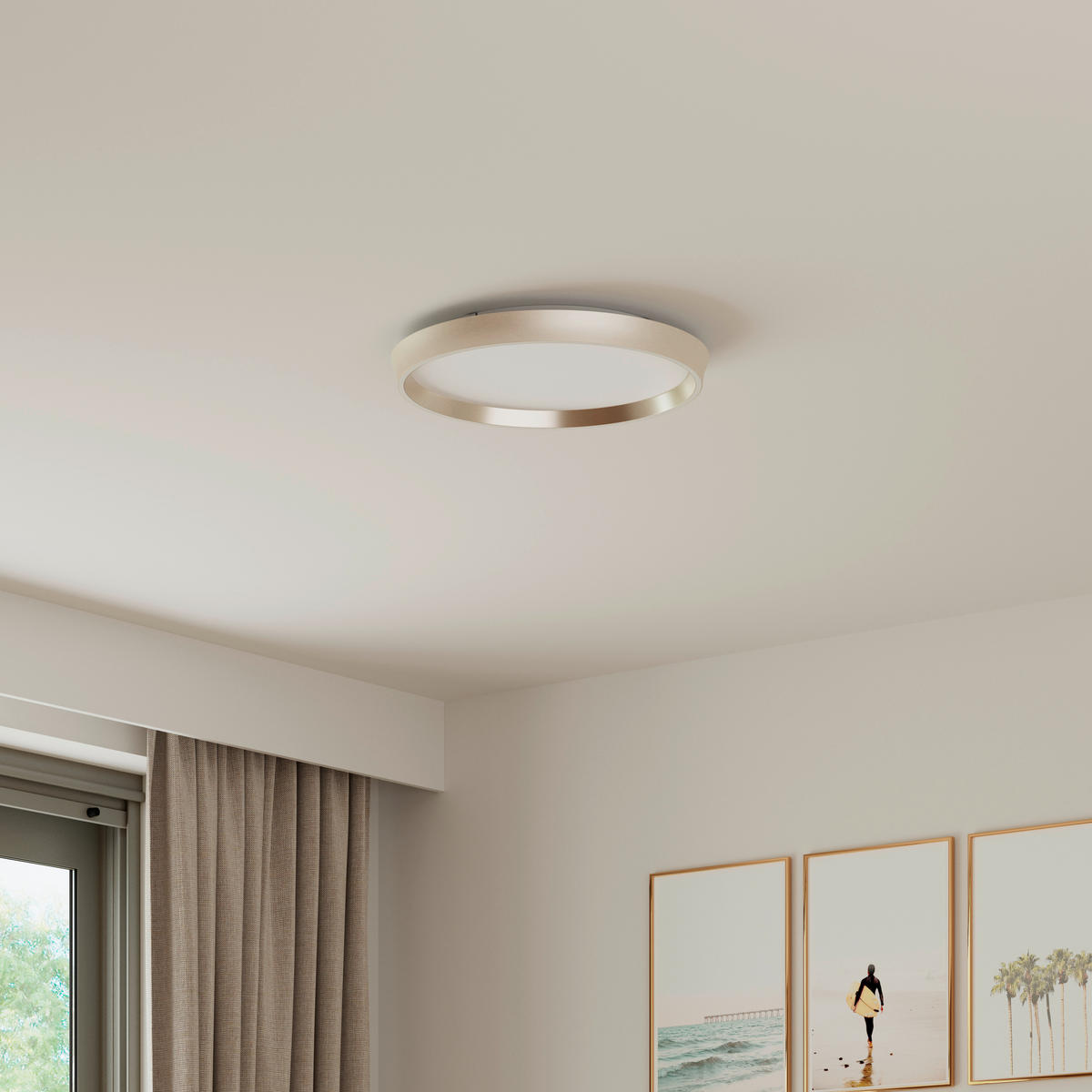 LED-DECKENLEUCHTE 49/8 cm  - Weiß/Nickelfarben, Design, Kunststoff/Metall (49/8cm) - Dieter Knoll